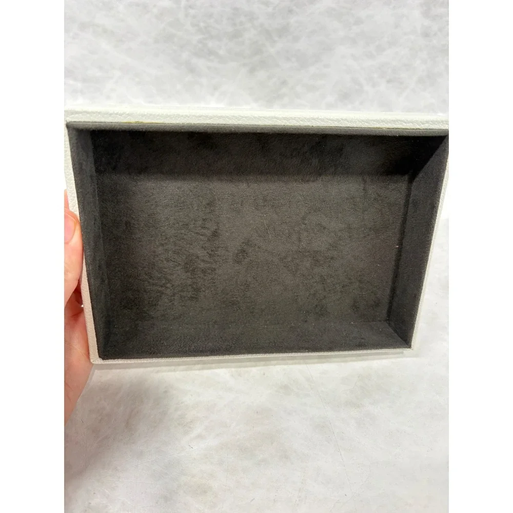 Nordstrom White Faux Leather Jewelry Box Rectangle Storage Case Valet Tray